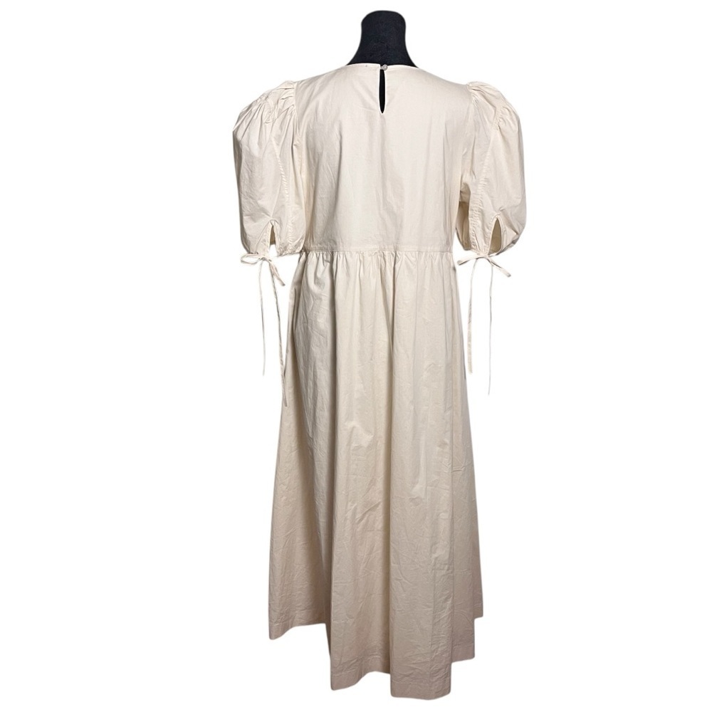 NWOT En Saison Poplin Cream Cotton Puff Sleeve Midi Dress Natural – Size Small - Picture 2 of 11